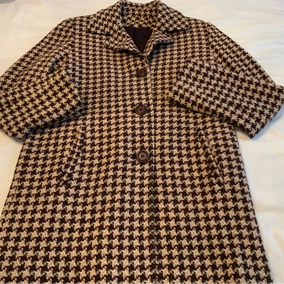 Women’s Wool Blend Tweed Jacket Coat Houndstooth Size 6 - Picture 4 of 9